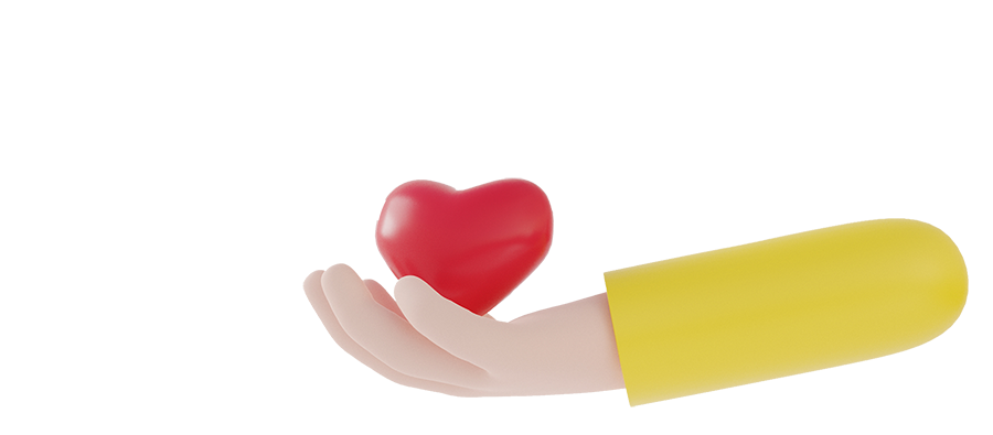 hand with cartoon heart